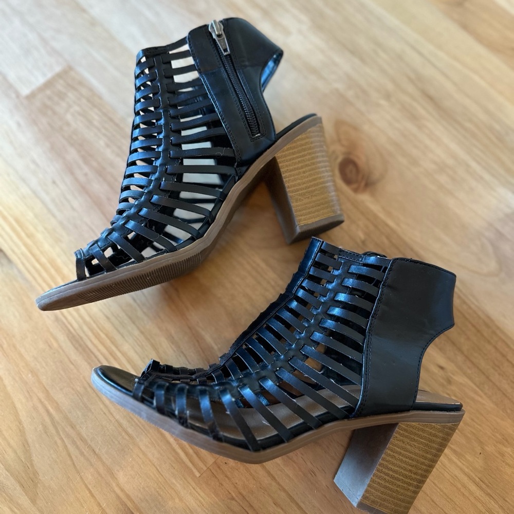 Black Strappy Heeled Sandals